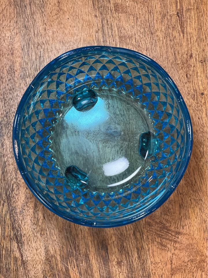 Vintage Diamond Point Regal Blue Glass Bon Bon Dish - photo 3