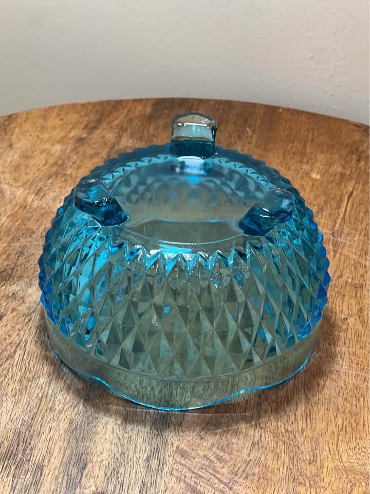 Vintage Diamond Point Regal Blue Glass Bon Bon Dish - photo 4