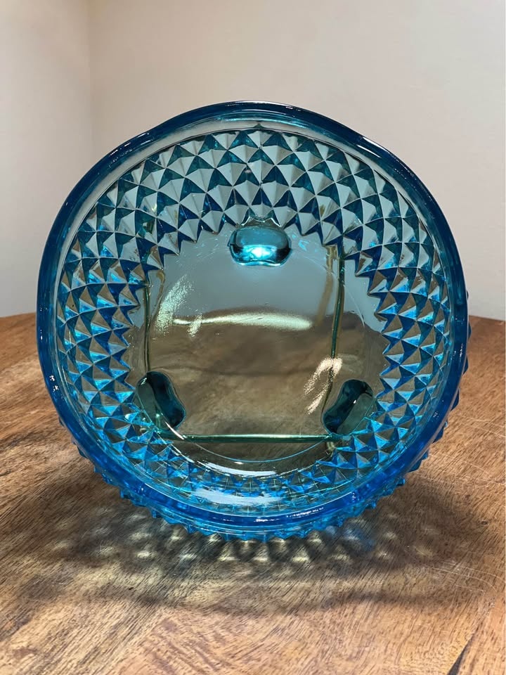 Vintage Diamond Point Regal Blue Glass Bon Bon Dish - photo 5
