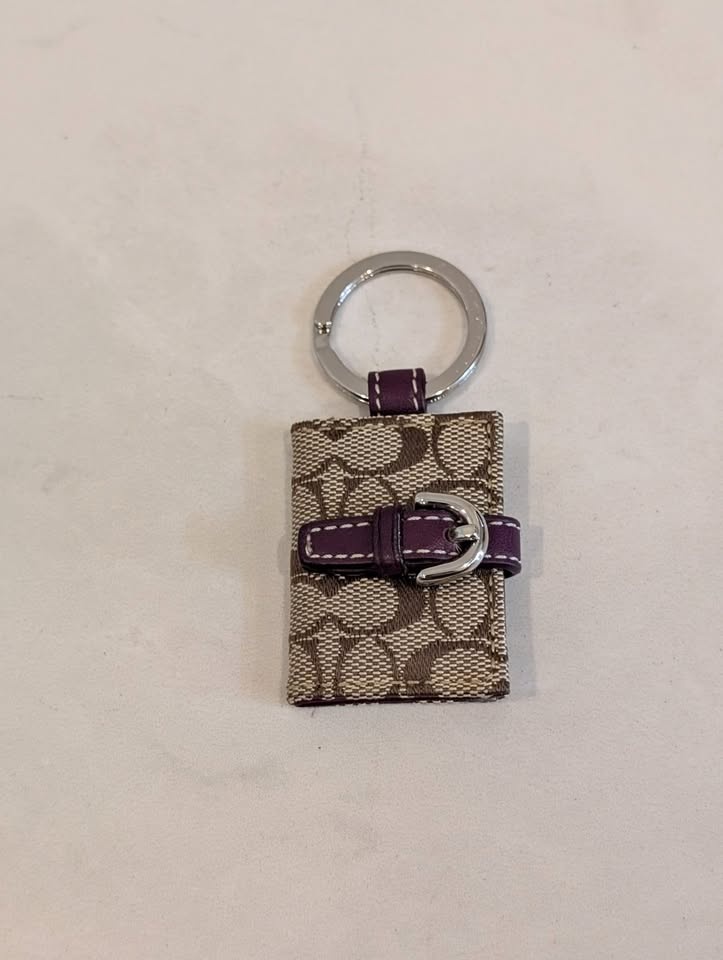 Coach Vtg Y2K Brown Signature C Picture Frame Key Fob Bag Charm