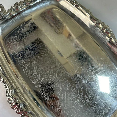 Vintage Golden Crown Serving Tray Silver Plated Hong Kong - photo 3