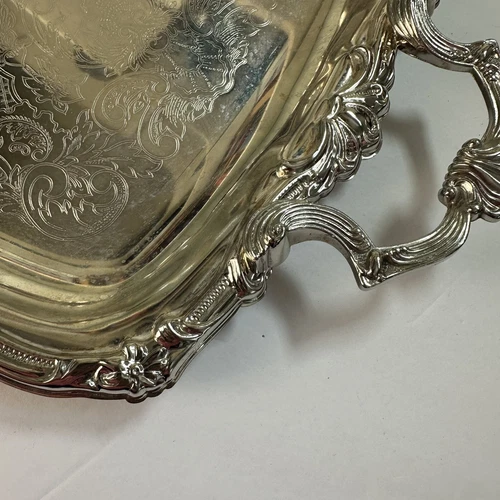 Vintage Golden Crown Serving Tray Silver Plated Hong Kong - photo 5