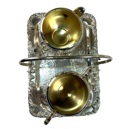 Vintage Old English Silverplate Creamer & Sugar with Tray - photo 2