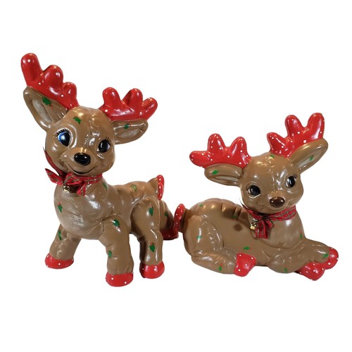 Vintage Kimple Mold Hand Painted Deer Polka Dot Christmas Reinde