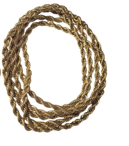 Vintage Twisted Stainless Steel Rope Chain Necklace Bracelet Gol