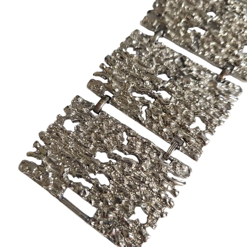 Vintage Celebrity NY Jewellery Wide Link Bracelet Silver Tone Ba - photo 2