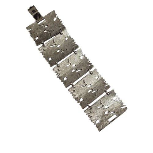 Vintage Celebrity NY Jewellery Wide Link Bracelet Silver Tone Ba - photo 3