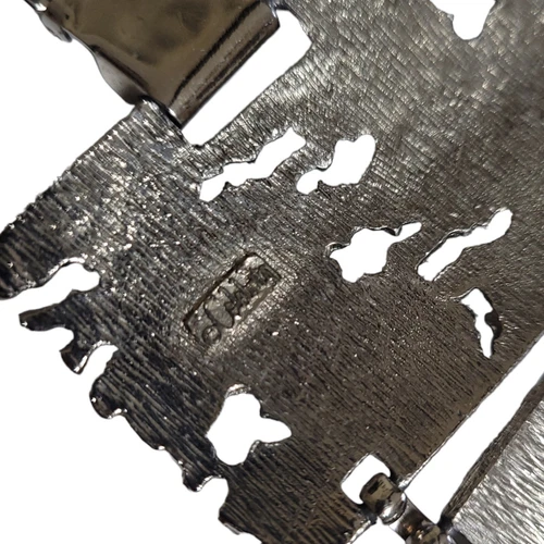 Vintage Celebrity NY Jewellery Wide Link Bracelet Silver Tone Ba - photo 5