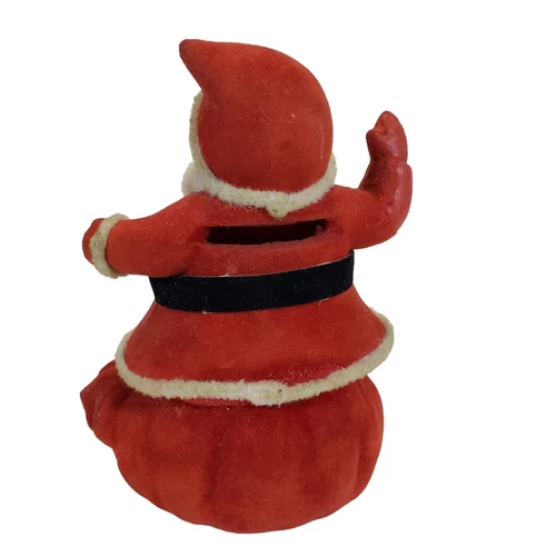 Vintage Flocked Santa Claus Christmas Bank REED - photo 5
