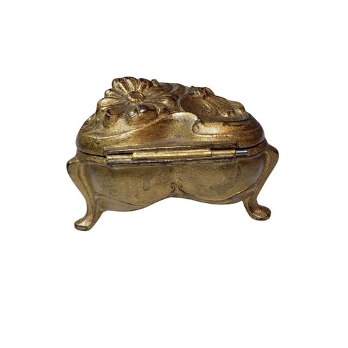 Antique Nouveau 24Kt Gold Plated Jewelry Trinket Casket Box - photo 2