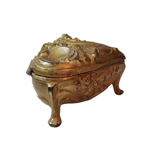 Antique Nouveau 24Kt Gold Plated Jewelry Trinket Casket Box - photo 5