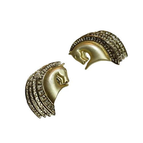 Horse Earrings Hold Tone Greek Style