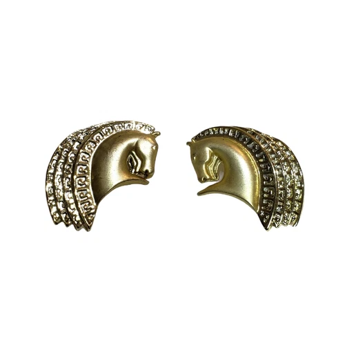 Horse Earrings Hold Tone Greek Style - photo 2