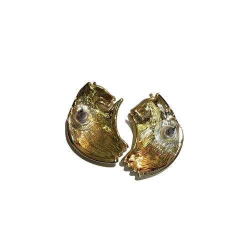 Horse Earrings Hold Tone Greek Style - photo 3