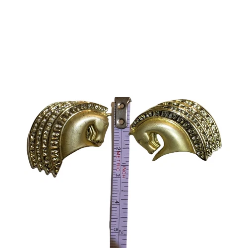 Horse Earrings Hold Tone Greek Style - photo 4