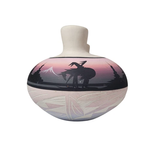 Vintage Indian Art Signed Originals Navajo Decorative Vase Pink - photo 3