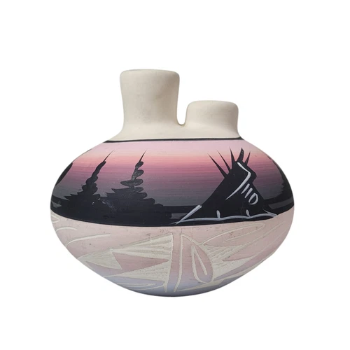 Vintage Indian Art Signed Originals Navajo Decorative Vase Pink - photo 4