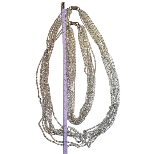 Vintage Celebrity NY Silver Tone Chains Necklace Bracelet Earrin - photo 3