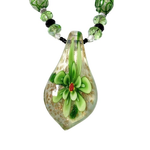 Pair Of Vintage Resin Enamel Necklaces Blue Green - photo 4