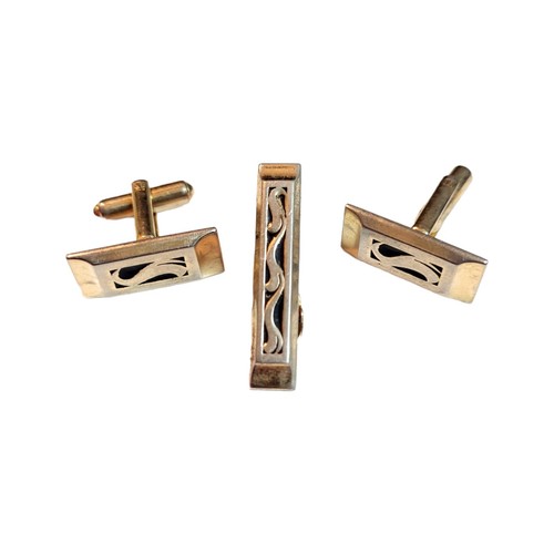 Vintage Tie Clip Cufflinks Set Groom Gift Hickok USA Jewelry For