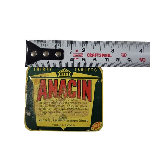 Vintage ANACIN Canada Tablets Travel Size Hinged Advertising Tin - photo 4