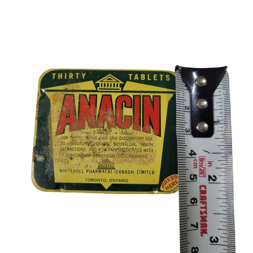 Vintage ANACIN Canada Tablets Travel Size Hinged Advertising Tin - photo 5