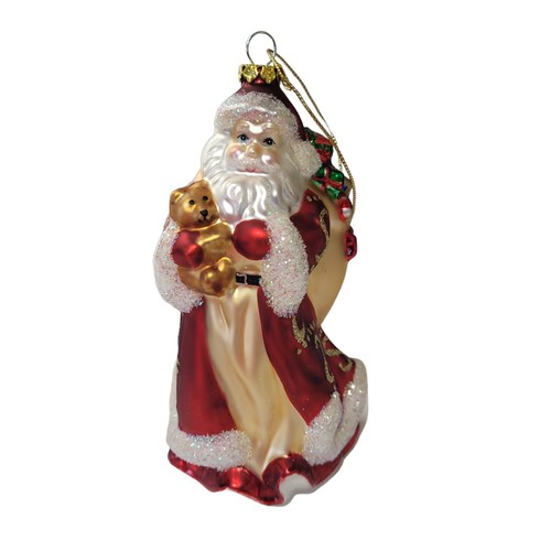 PartyLite 2002 Father Christmas Glass Ornament 14"