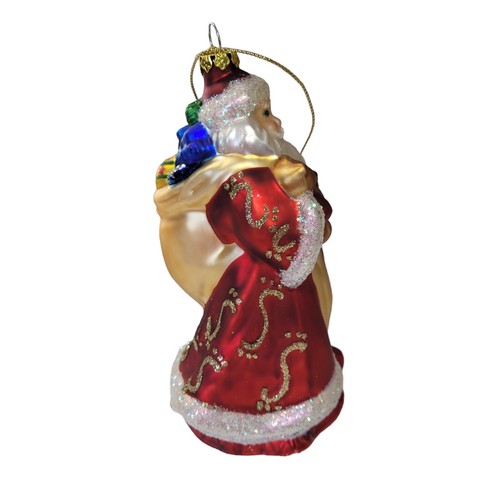 PartyLite 2002 Father Christmas Glass Ornament 14" - photo 3