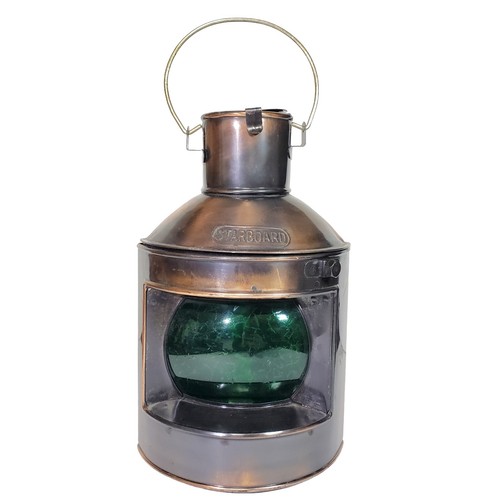 Vintage Nautical Kerosene Ship Lantern Copper Brass Starboard