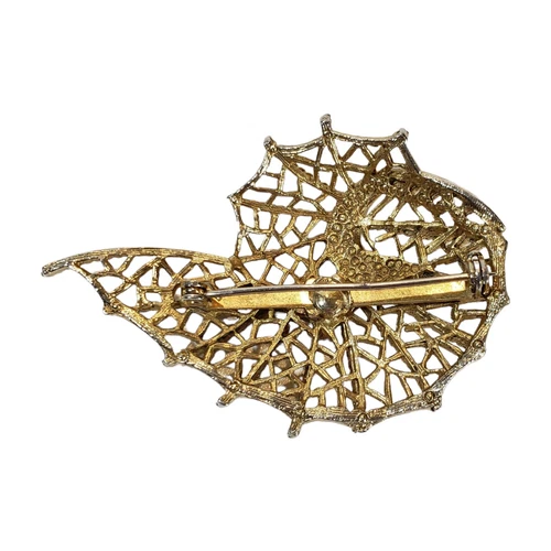 Vintage Midcentury Modern Gold Tone Spider Web Brooch - photo 3