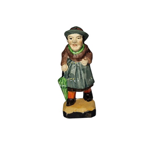 Vintage Ceramic Old Lady w/ Umbrella Occupied Japan