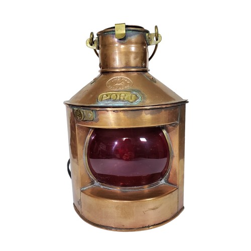 Vintage Copper Port Electrified Lantern - Red Tung Woo Hong Kong