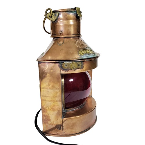 Vintage Copper Port Electrified Lantern - Red Tung Woo Hong Kong - photo 2