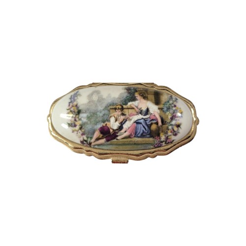 Vintage Victorian Renaissance Style Oval Pill Trinket Ring Box J