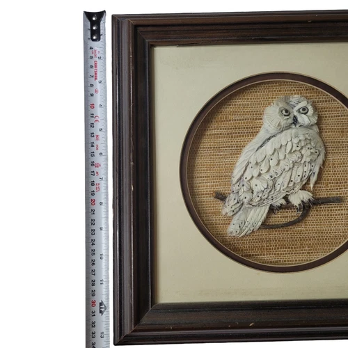 Vintage 3D Paper Owl Picture Framed Hand Made Decor Wall Art - photo 5