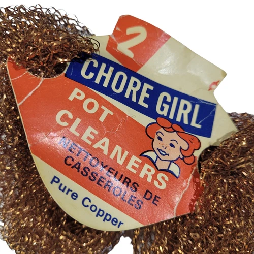 Chore Girl Pure Copper Puffs Pot Cleaner 2 Pieces Vintage - photo 2