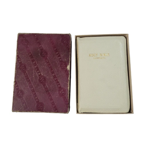 Vintage HOLY BIBLE KJV 1950's Junior Gift World Bible White