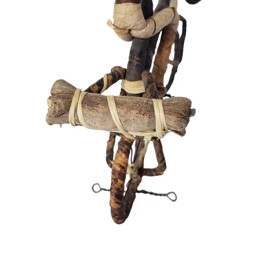 Vintage African Figure Bicycle Art Handmade Banana Fiber REED - photo 5