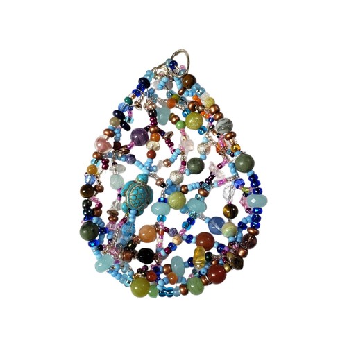 Vintage Hand Made Bulky Beaded Pendant - photo 2