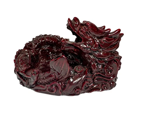 Vintage Chinese Dark Red Resin Dragon Ashtray - photo 3