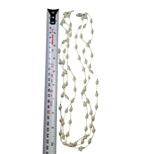 Vintage Jewelry Marked G Silver Glass Faux Pearl Necklace - photo 2
