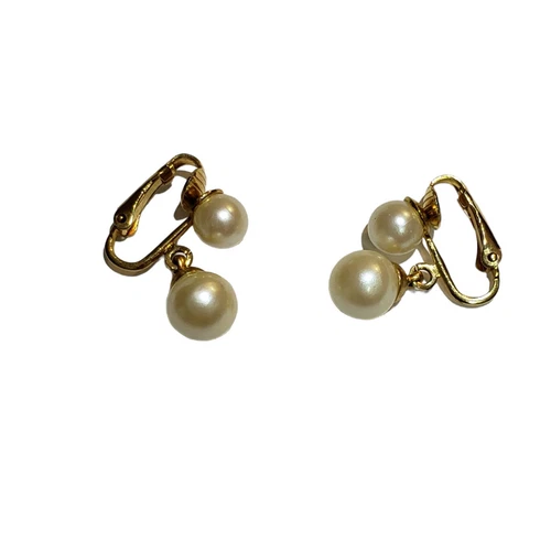 Vintage Celebrity NY Floral Brooch Earrings Set Gold Tone Faux P - photo 5