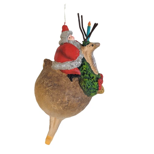 Christmas Ornament Vintage Santa Moon Deer