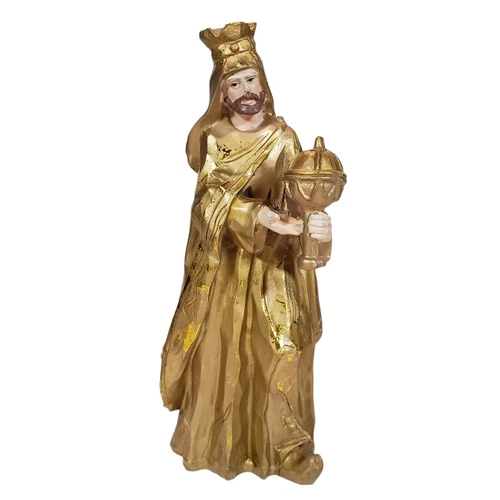 Vintage Ceramic Nativity Figures Gold Patina Christmas - photo 2