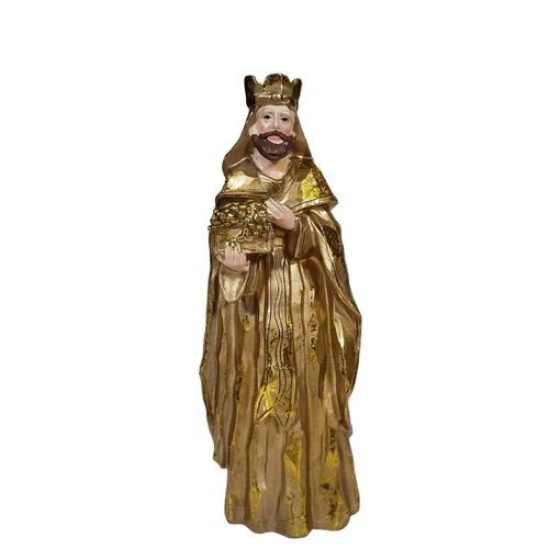 Vintage Ceramic Nativity Figures Gold Patina Christmas - photo 4