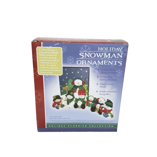 Christmas Holiday Snowman Ornaments Hand Crafted Plush Vintage - photo 2