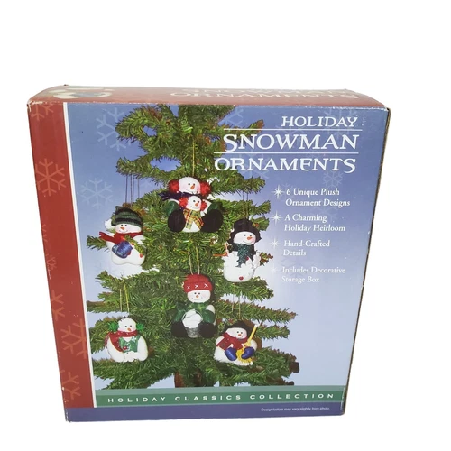 Christmas Holiday Snowman Ornaments Hand Crafted Plush Vintage - photo 3