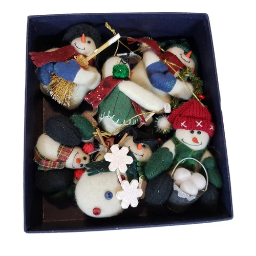 Christmas Holiday Snowman Ornaments Hand Crafted Plush Vintage - photo 5