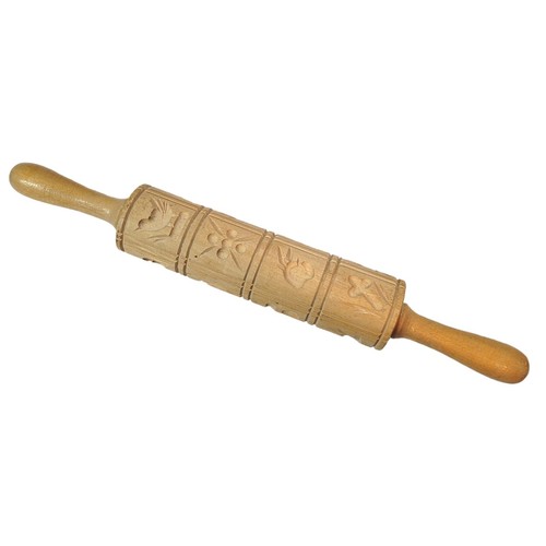 Vintage Springerle Cookie Mold Carved Wooden Rolling Pin