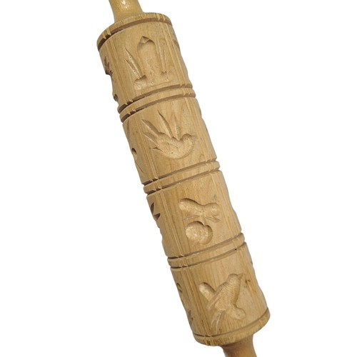 Vintage Springerle Cookie Mold Carved Wooden Rolling Pin - photo 4